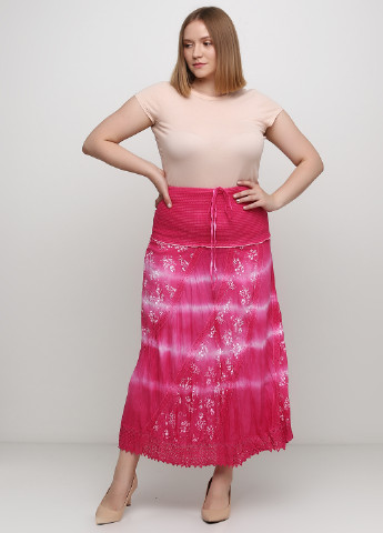 Малиновая кэжуал цветочной расцветки юбка Xiaoji клешированная