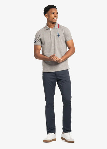 Серая футболка-поло для мужчин U.S. Polo Assn. меланжевая