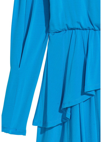 Голубое коктейльное платье с юбкой-солнце H&M однотонное