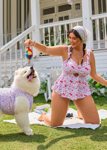 Комбінований літній купальник (ліф, трусики) танкіні, роздільний SHEIN