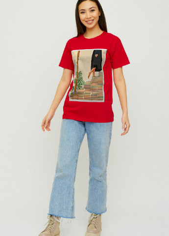 Красная демисезон футболка boyfriend / air print / YAPPI