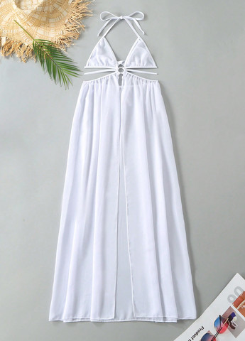 Белое пляжное платье SHEIN однотонное