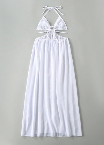 Белое пляжное платье SHEIN однотонное