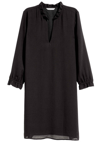 Черное кэжуал платье а-силуэт H&M однотонное