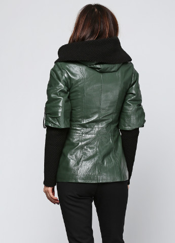 Зеленая демисезонная куртка кожаная Elibol