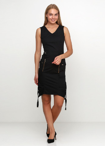 Черное кэжуал платье футляр Sassofono однотонное