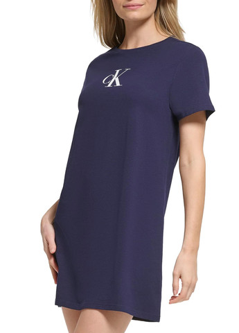 Синее домашнее платье платье-футболка Calvin Klein с логотипом