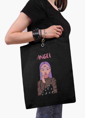 Еко сумка шоппер черная Ангел Диджитал Арт (Angel Digital art) (9227-1635-BK) MobiPrint (236391079)