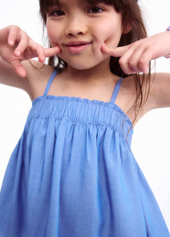 Голубые кэжуал демисезонные прямые брюки H&M