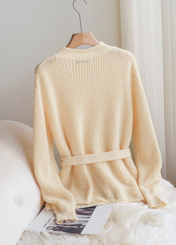 Кремовый демисезонный свитер SHEIN