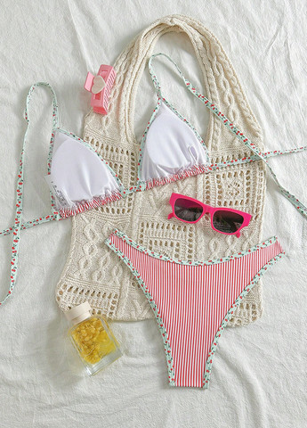 Комбинированный летний купальник (лиф, трусики) бикини, халтер, раздельный SHEIN