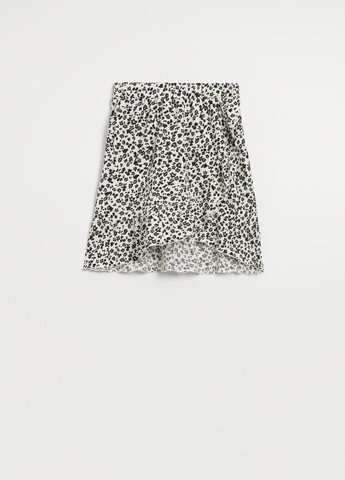 Черно-белая кэжуал цветочной расцветки юбка House на запах