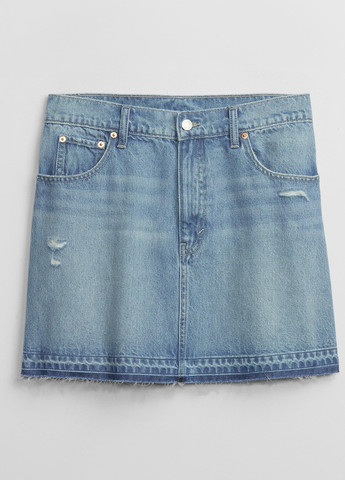 Темно-голубая джинсовая, кэжуал однотонная юбка Gap