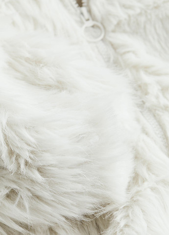 Молочна демісезонна куртка зі штучного меху H&M