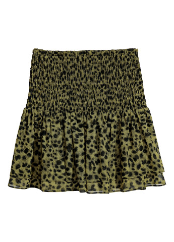 Оливковая кэжуал леопардовая юбка H&M колокол