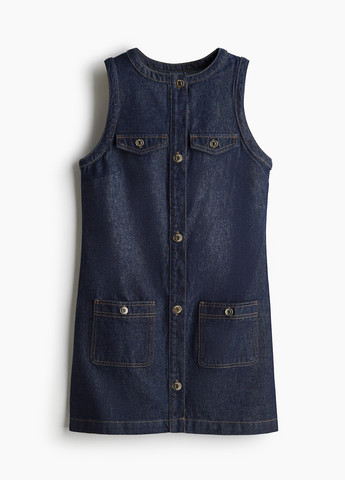 Темно-синее джинсовое платье H&M однотонное