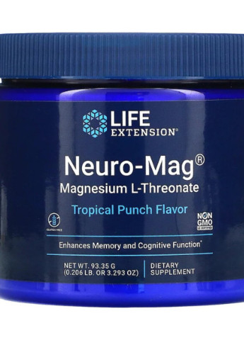 Магний L-Треонат, вкус тропического пунша, Neuro-Mag,, 93,35 г (3,293 унции) Life Extension (228293123)