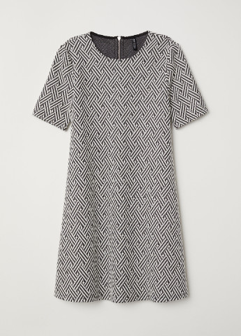 Черно-белое кэжуал платье H&M с геометрическим узором