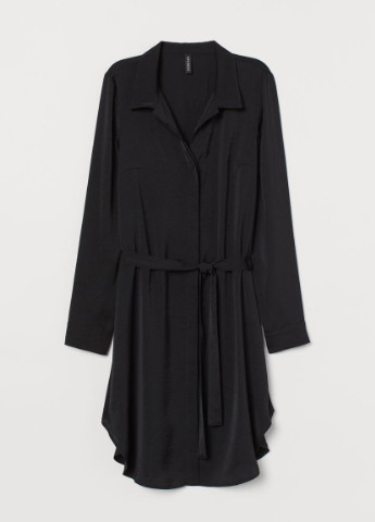 Чорна кежуал коротке плаття-сорочка H&M однотонна