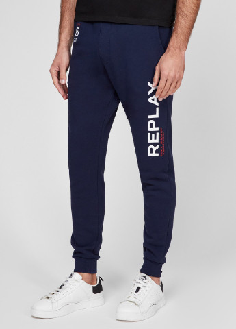 Темно-синие спортивные демисезонные джоггеры брюки Replay