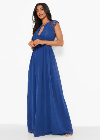 Синя вечірня плаття, сукня на запах, з відкритою спиною, в грецькому стилі Boohoo однотонна