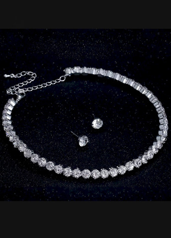 Набір ланцюжок, браслет і сережки "Lady", сріблястий зі стразами Анна Ясеницька (255453207)