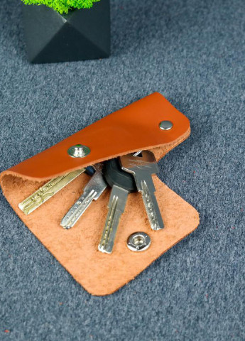Кожаная ключница на кнопке №16, Grand, цвет коричневый, оттенок Коньяк Berty (253839492)