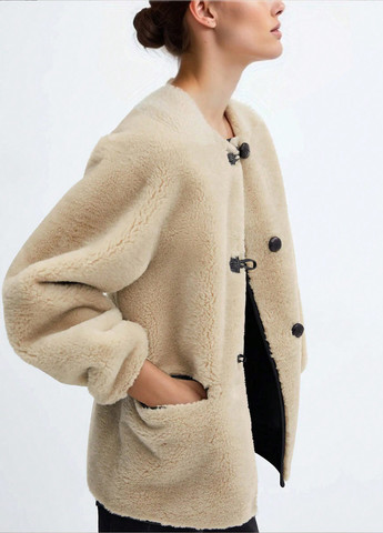 Бежевая демисезонная куртка куртка-пиджак SHEIN