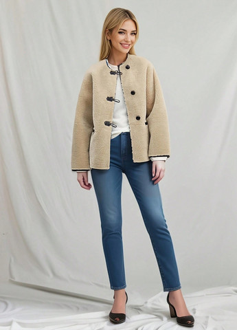 Бежевая демисезонная куртка куртка-пиджак SHEIN