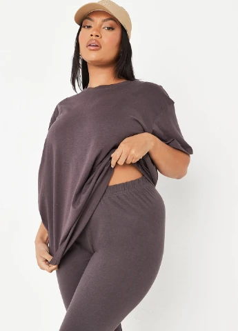 Коричневий літній комплект (футболка, легінси) Missguided