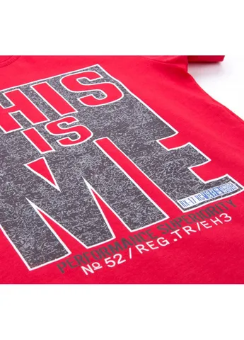 Червоний літній костюм десткий футболка "this is me" з шортами (8939-116b-red) Breeze