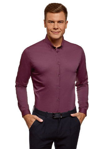Фиолетовая кэжуал рубашка однотонная Oodji