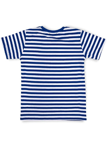 Синя демісезонна футболка дитяча в смужку (7380-128b-blue) Breeze