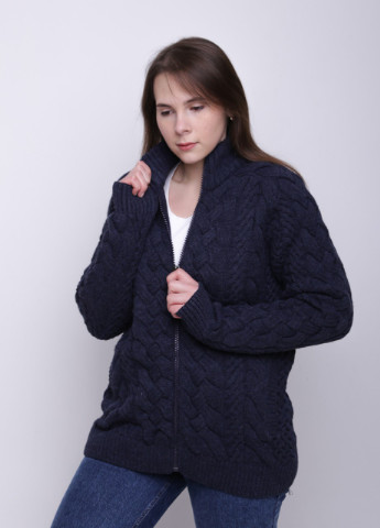 Темно-синий зимний свитер женский на молнии темно-синий теплый большой размер Pulltonic Прямая