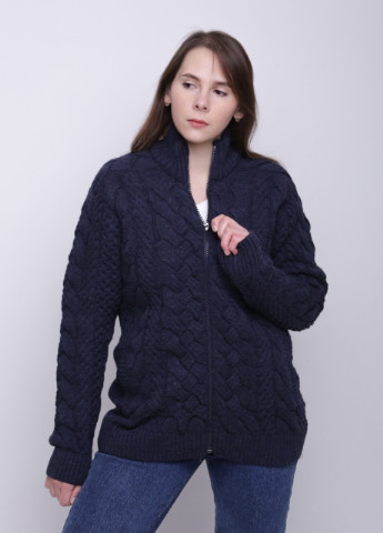 Темно-синий зимний свитер женский на молнии темно-синий теплый большой размер Pulltonic Прямая