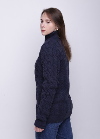 Темно-синій зимовий жіночий светр на блискавці темно-синій теплий великий розмір Pulltonic Прямая