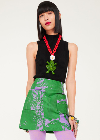 Зеленая кэжуал с абстрактным узором юбка H&M