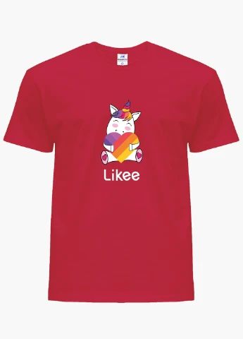 Красная демисезонная футболка детская лайк единорог (likee unicorn)(9224-1037) MobiPrint