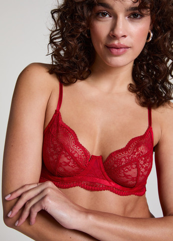 Тёмно-красный балконет бюстгальтер Hunkemoller с косточками полиамид