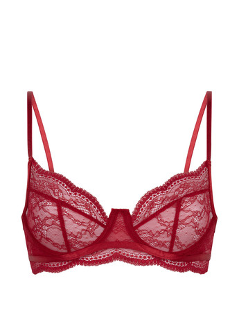 Тёмно-красный балконет бюстгальтер Hunkemoller с косточками полиамид