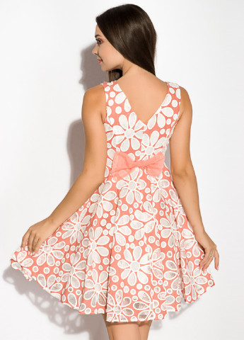 Персиковое кэжуал платье клеш Time of Style с цветочным принтом