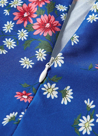 Синя кежуал сукня кльош SHEIN з квітковим принтом