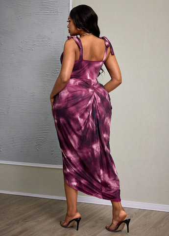 Фиолетовое вечернее, кэжуал платье силуэтная SHEIN с абстрактным узором