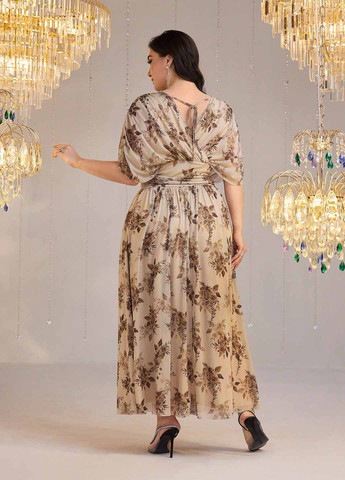 Бежева кежуал сукня з відкритою спиною SHEIN з квітковим принтом