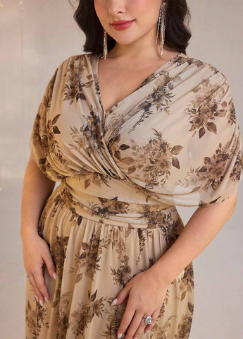 Бежева кежуал сукня з відкритою спиною SHEIN з квітковим принтом