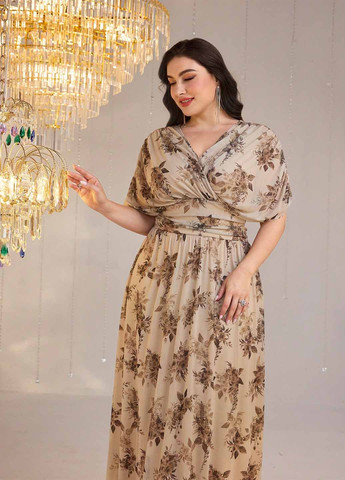 Бежева кежуал сукня з відкритою спиною SHEIN з квітковим принтом