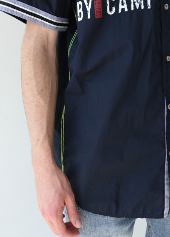 Сорочка чоловіча темно-синя короткий рукав з написами Camp David приталенная (253597128)