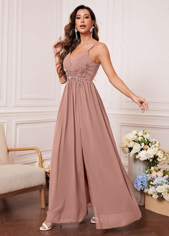 Кавова святковий сукня а-силует SHEIN однотонна