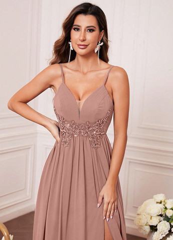 Кавова святковий сукня а-силует SHEIN однотонна