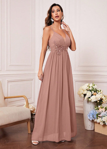 Кавова святковий сукня а-силует SHEIN однотонна